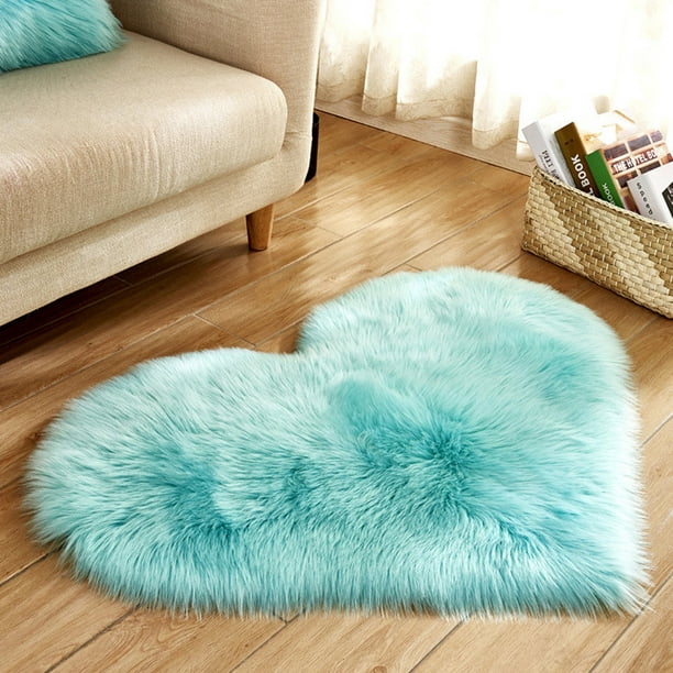 Heart Pad Soft Carpet Hairy Plain Skin Fur Plain Fluffy Rugs Bedroom Carpet Mats 